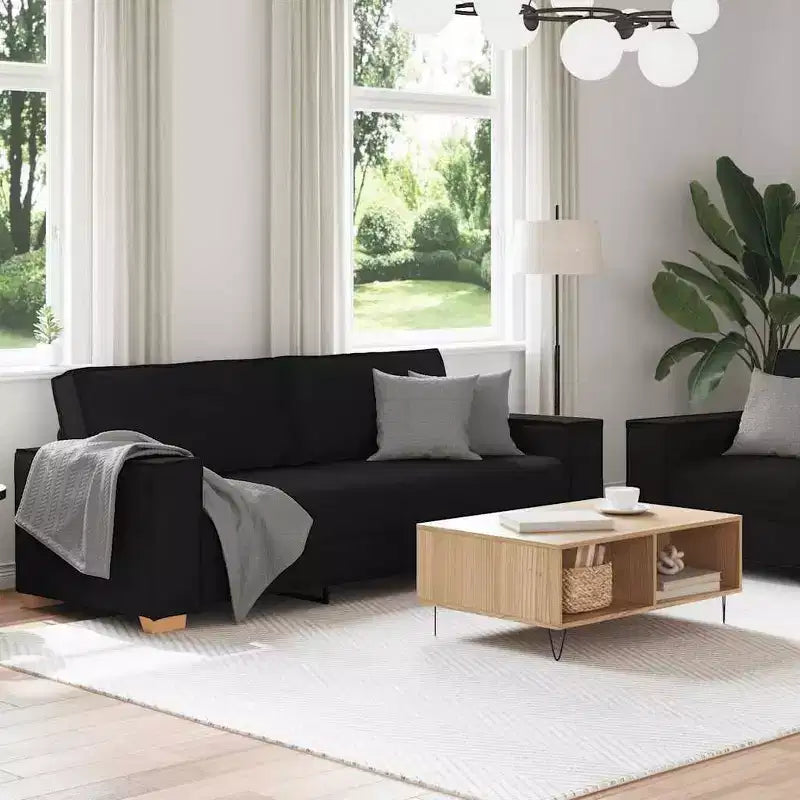 vidaXL Ensemble de 2 canapés avec coussins Tissu noir