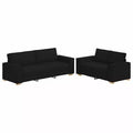 vidaXL 2 Piece Sofa Set with Cushions Black Fabric