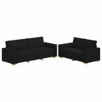 vidaXL 2 Piece Sofa Set with Cushions Black Fabric