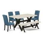 6-Piece Natural Oak Finish Solid Wood Top dining Table with 1-Bench and 4-Chairs with
