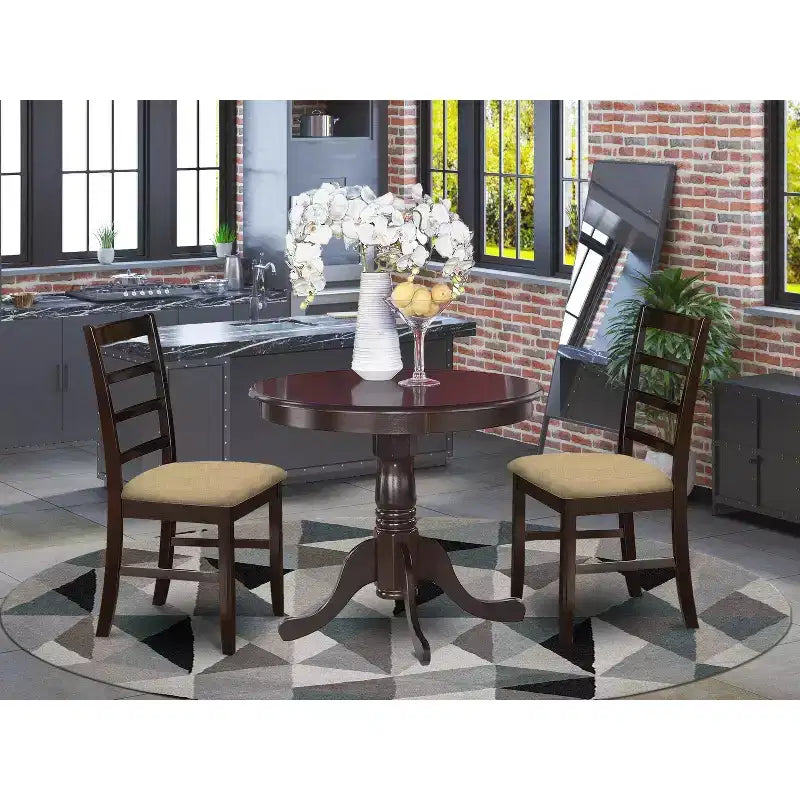 Petit ensemble de table de cuisine avec chaises - Table à manger et 2 chaises cappuccino