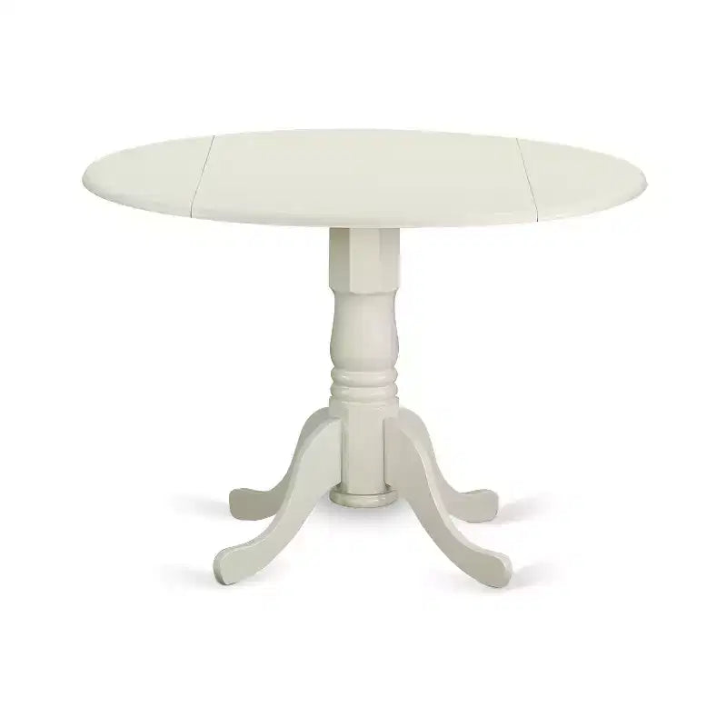 Medieval Dining Set - 5 Piece Round Table & Chairs - Linen White - Modern Kitchen Table Set
