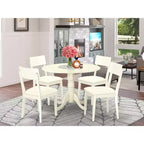 Set da pranzo medievale - Tavolo e sedie rotondi da 5 pezzi - Bianco lino - Set da cucina moderno