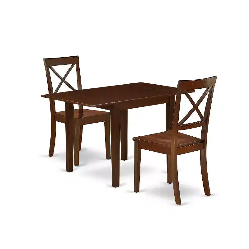 HomeStock 3-Piece Mahogany Finish Solid Wood Top Dining Table Set