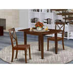 Set Tavolo da Pranzo a 3 Pezzi con Piano in Legno Massello Finitura Mogano HomeStock