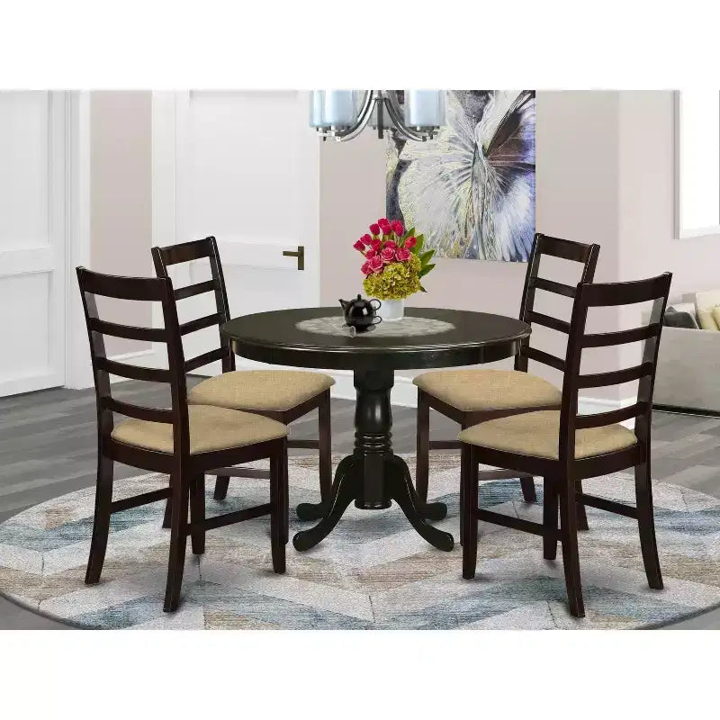 Set da pranzo 5 pezzi - Tavolo da cucina rotondo e 4 sedie - Set da pranzo in stile costiero - Tavolo da 106,68 cm