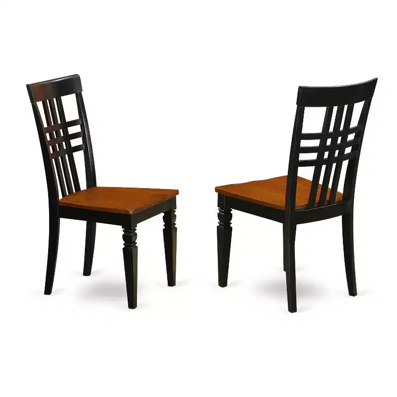 HomeStock - Tavolo da pranzo in legno massello con piano quadrato nero e finitura ciliegio a 7 pezzi con 6 sedie