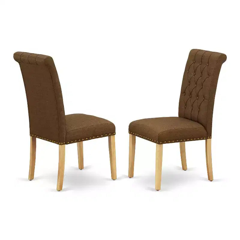 Set da pranzo HomeStock 3 pezzi con piano rettangolare in legno massello con finitura rovere marrone naturale e prolunga a farfalla