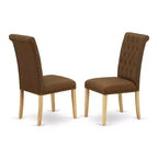 Set da pranzo HomeStock 3 pezzi con piano rettangolare in legno massello con finitura rovere marrone naturale e prolunga a farfalla