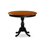 Tavolo da pranzo HomeStock 5 pezzi, rotondo, piano in legno massello nero e ciliegio con 4 sedie