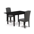 HomeStock 3-Piece Black Finish Rectangular Solid Wood Top with Butterfly Leaf Dining Table Set