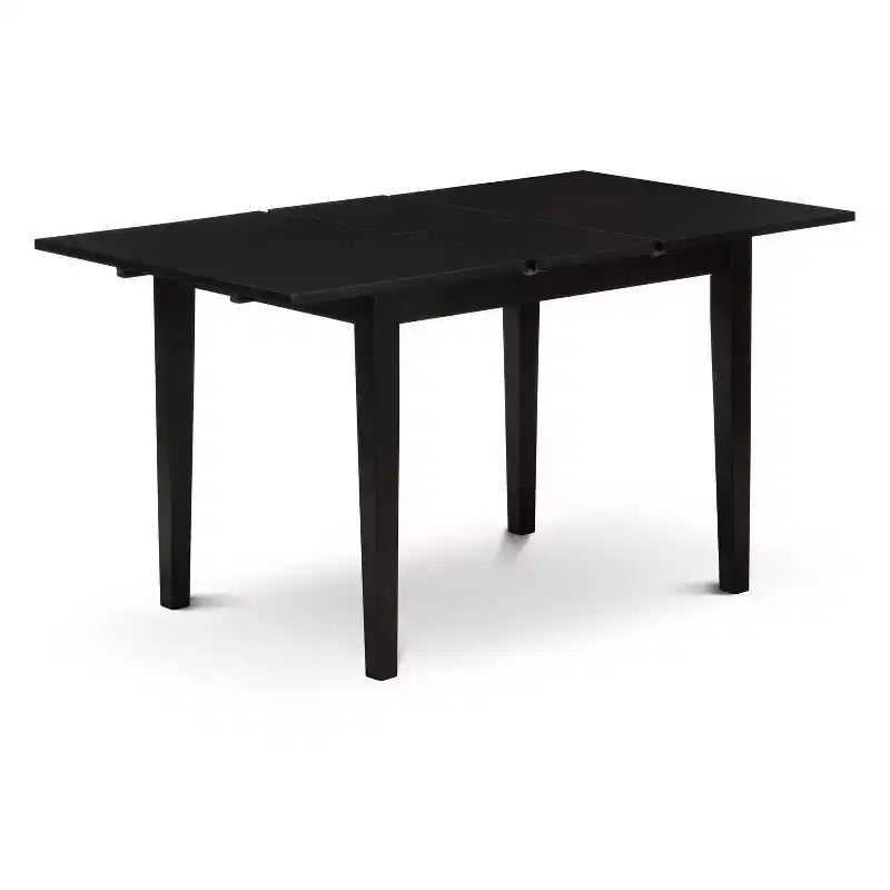Set da pranzo HomeStock 3 pezzi con tavolo rettangolare in legno massello con finitura nera e prolunga a farfalla