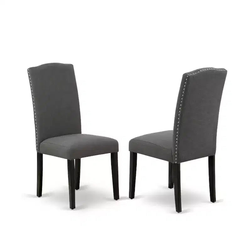 Set da pranzo HomeStock 3 pezzi con tavolo rettangolare in legno massello con finitura nera e prolunga a farfalla