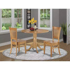 HomeStock Set da Pranzo 3 Pezzi con Tavolo Rotondo e 2 Sedie, in Legno Massello con Finitura Rovere Naturale
