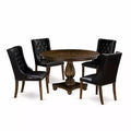HomeStock 5-Piece Distressed Jacobean Finish Solid Wood Top Dining table with 4 Chairs