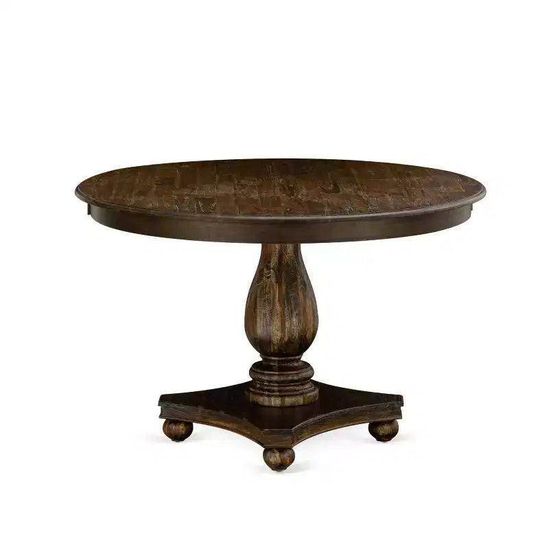 HomeStock Set Tavolo da Pranzo a 5 Pezzi con Piano in Legno Massello Finitura Jacobean Invecchiato e 4 Sedie