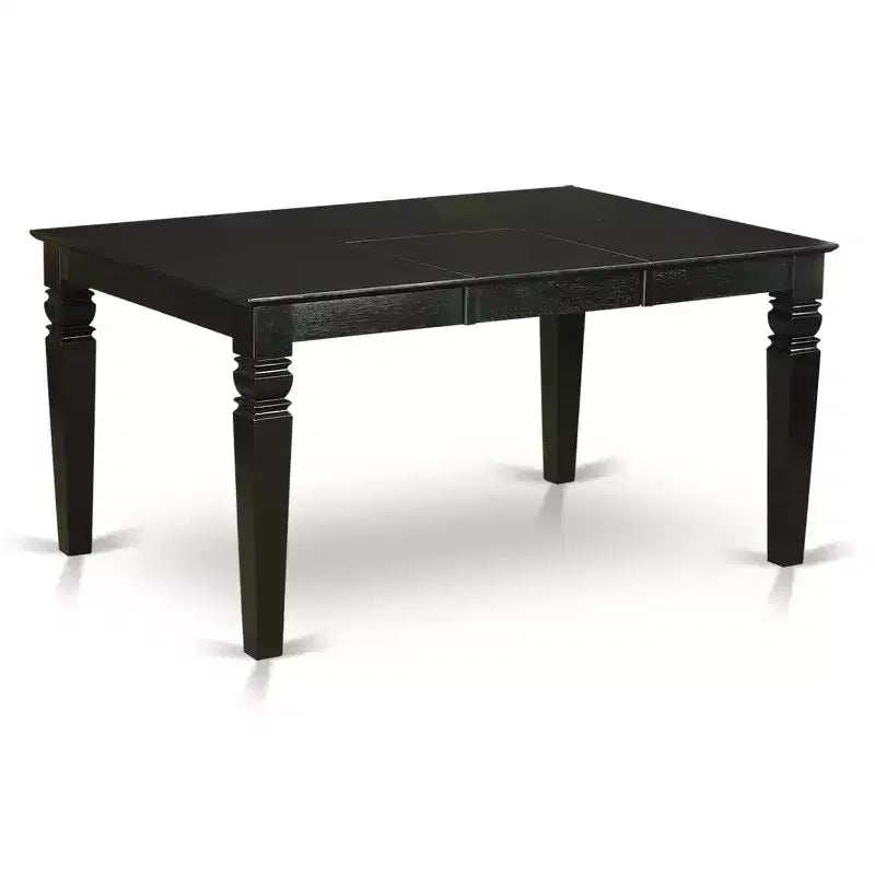 HomeStock Tavolo da pranzo rettangolare a 6 pezzi con piano in legno massiccio nero e 1 panca e 4 sedie