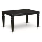 HomeStock Tavolo da pranzo rettangolare a 6 pezzi con piano in legno massiccio nero e 1 panca e 4 sedie