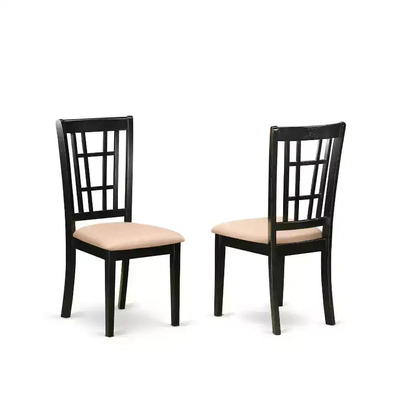 HomeStock Tavolo da pranzo rettangolare a 6 pezzi con piano in legno massiccio nero e 1 panca e 4 sedie