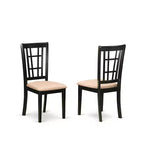 HomeStock Tavolo da pranzo rettangolare a 6 pezzi con piano in legno massiccio nero e 1 panca e 4 sedie