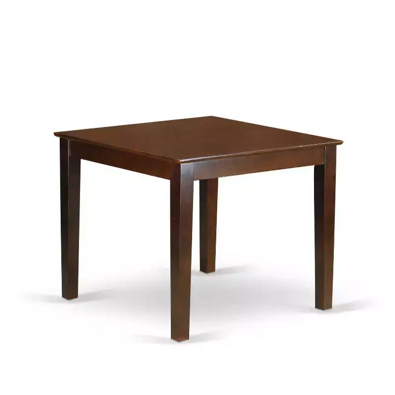 5-Piece Mahogany Finish Solid Wood Top - Square Upholstered Dining Room Set - Seats 4