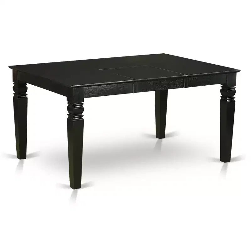 HomeStock 7-Piece Rectangle Black Finish Solid Wood Top Dining Table with 6 Chairs