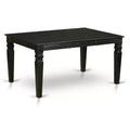 HomeStock 7-Piece Rectangle Black Finish Solid Wood Top Dining Table with 6 Chairs