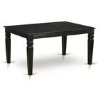 HomeStock 7-Piece Rectangle Black Finish Solid Wood Top Dining Table with 6 Chairs