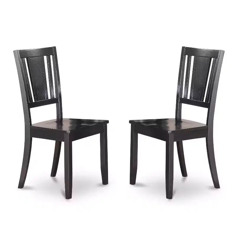 Table de salle à manger HomeStock 7 pièces rectangulaire au fini noir avec plateau en bois massif et 6 chaises