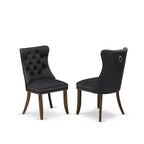 Set da pranzo HomeStock in 5 pezzi, con top in legno massello con finitura noce antico - Rettangolare, imbottito - 4 posti a sedere