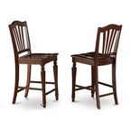 HomeStock Set da pranzo in 5 pezzi con ripiano in legno massello finitura mogano - Posti a sedere per 4 persone