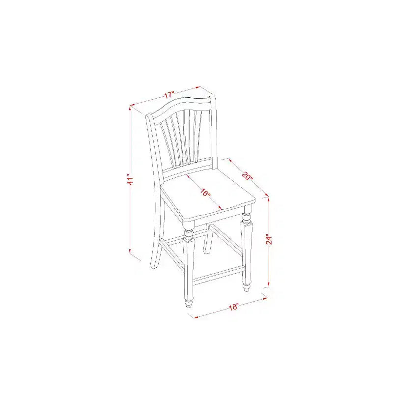 HomeStock Set da pranzo in 5 pezzi con ripiano in legno massello finitura mogano - Posti a sedere per 4 persone