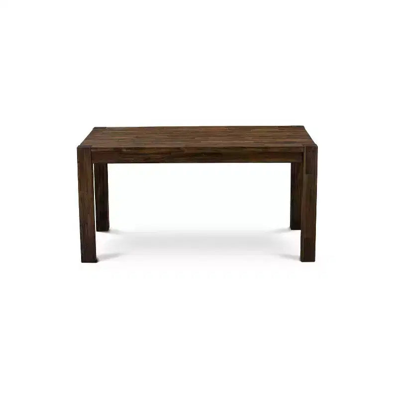 HomeStock Tavolo da Pranzo Rettangolare a 7 Pezzi, Finitura Jacobean Invecchiata, Piano in Legno Massello con 6 Sedie