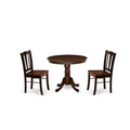 3-Piece Mahogany Finish Solid Wood Top - Dining Room Set - Seats-4