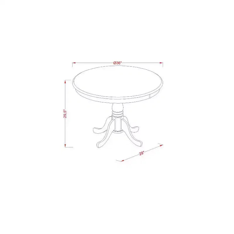 Set da pranzo 5 pezzi - Tavolo rotondo da 36 pollici e 4 sedie in legno - Stile eclettico