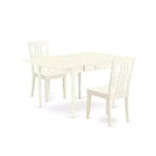 HomeStock 3-Pc Linen White Finish Solid Wood Top with Dropleaf Dining Table Set