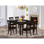 HomeStock Tavolo da Pranzo Quadrato 7 Pezzi con Finitura Cappuccino e Piano in Legno Massello con 6 Sedie