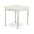 Ensemble de salle à manger rond - Table et chaises de cuisine 3 pièces - Fini blanc lin - Design Parson moderne