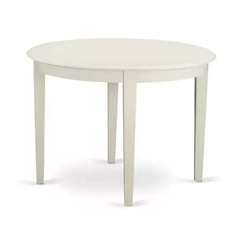 Ensemble de salle à manger rond - Table et chaises de cuisine 3 pièces - Fini blanc lin - Design Parson moderne