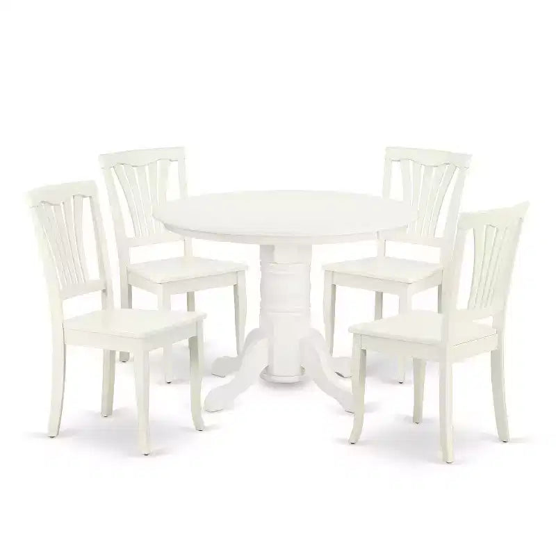 Southwestern Dining Set 5Pc Round Table & Chairs - 42 Inch Table, Vertical Slatted Design