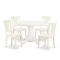 Southwestern Dining Set 5Pc Round Table & Chairs - 42 Inch Table, Vertical Slatted Design