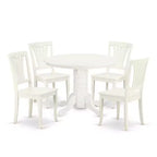 Southwestern Dining Set 5Pc Round Table & Chairs - 42 Inch Table, Vertical Slatted Design