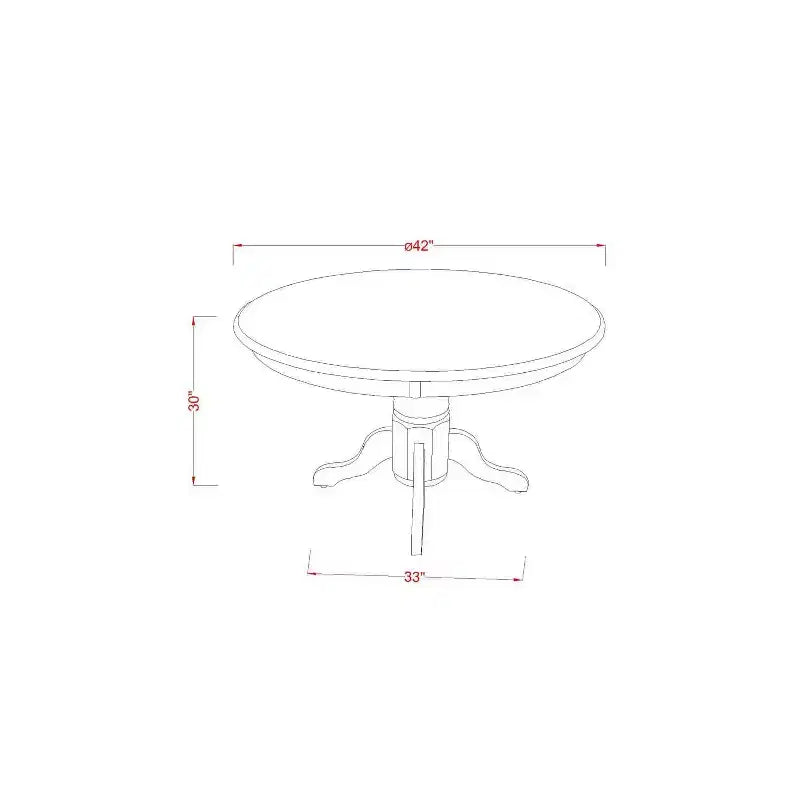 Set da pranzo stile Southwestern, 5 pezzi, tavolo rotondo e sedie - Tavolo da 42 pollici, design a doghe verticali