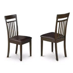 HomeStock Tavolo da pranzo rotondo a 5 pezzi con ripiano in legno massiccio, finitura color cappuccino, con 4 sedie