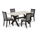 HomeStock 5-Piece Natural Oak Finish Solid Wood Top Dining table with 4 Chairs