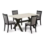 HomeStock 5-Piece Natural Oak Finish Solid Wood Top Dining table with 4 Chairs