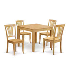 Kitchen Table and Chair Set - Art Deco Style, Square Hardwood Dining Set, 36 Inch Table
