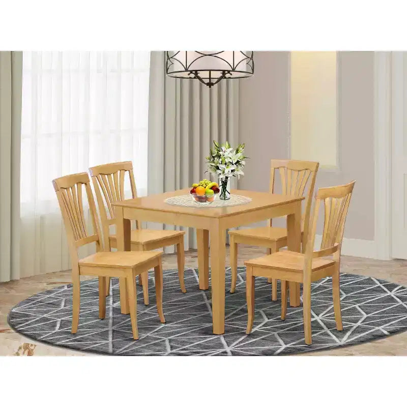 Set Tavolo e Sedie da Cucina - Stile Art Déco, Set da Pranzo Quadrato in Legno Massello, Tavolo da 91 cm