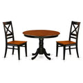 HomeStock 3-Pc Black and Cherry Finish Solid Wood Top - Round Dining Room Set - Seats 4