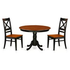 HomeStock 3-Pc Black and Cherry Finish Solid Wood Top - Round Dining Room Set - Seats 4
